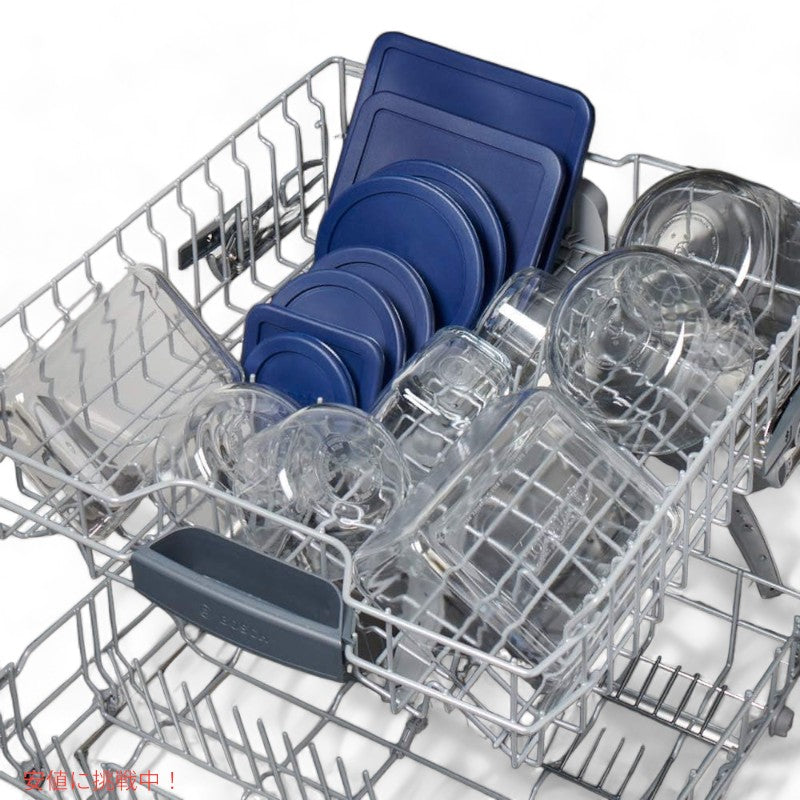 アンカーホッキング 蓋付きガラス保存容器 ネイビーブルー Anchor Hocking 8 Glass Food Storage Containers & 8 Navy Blue SnugFit Lids 5