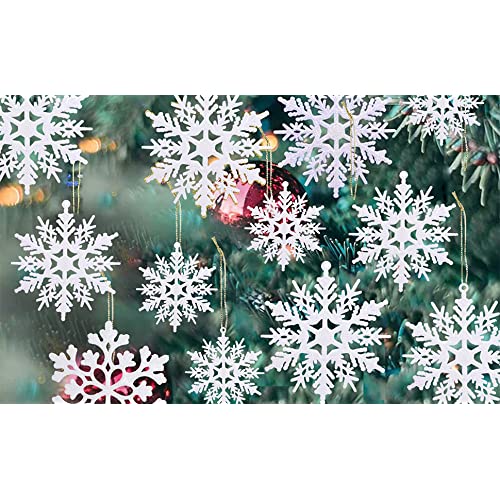 ガスリー 36個パック プラスチック ホワイト スノーフレーク オーナメント クリスマス 6