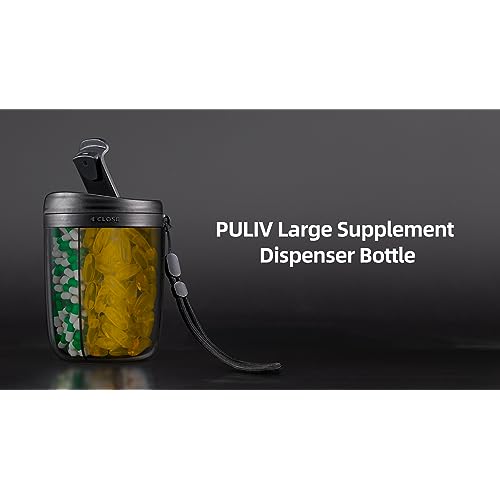 PULIV 大型タブレットオーガナイザーボトル1か月分  混合防止&広い開口部デザイン、薬の取り出しが簡単、貼り付けラベル20枚付き 7