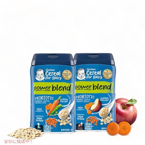 Gerber ガーバー プロバイオティクス シリアル 8oz (227g) オートミール レンズ豆 ピーチ＆アップル 15食 6-8ヶ月 ベビーフード 7