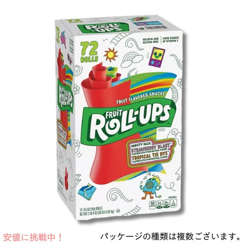 Betty Crocker Fruit Roll-Ups Variety Pack  72 ct. ベティクロッカー フルーツ ロールアップ バラエティパック 72個入り [ストロベリー / トロピカルタイダイ] 2