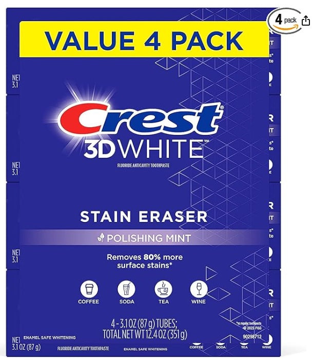 Crest 3Dホワイト ステインエレイザー ポリッシングミント 3.1オンス、4本セット 1