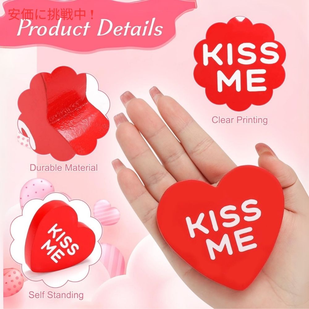 AinDen 小さなハート型 バレンタインデー 木製サイン 装飾 6個入り Small Heart Shaped Valentines Day Wooden Sign Decorations 6pcs 3