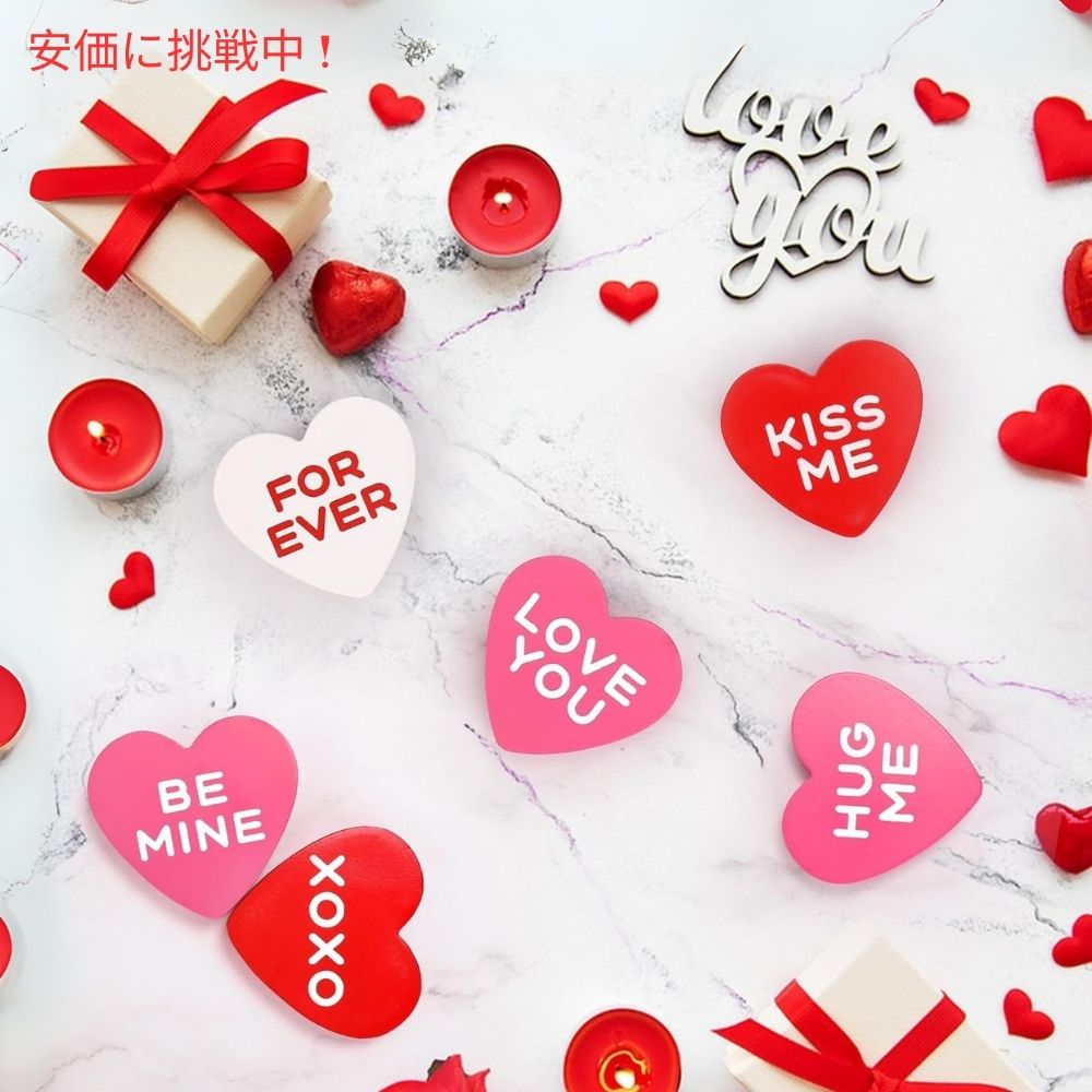 AinDen 小さなハート型 バレンタインデー 木製サイン 装飾 6個入り Small Heart Shaped Valentines Day Wooden Sign Decorations 6pcs 5