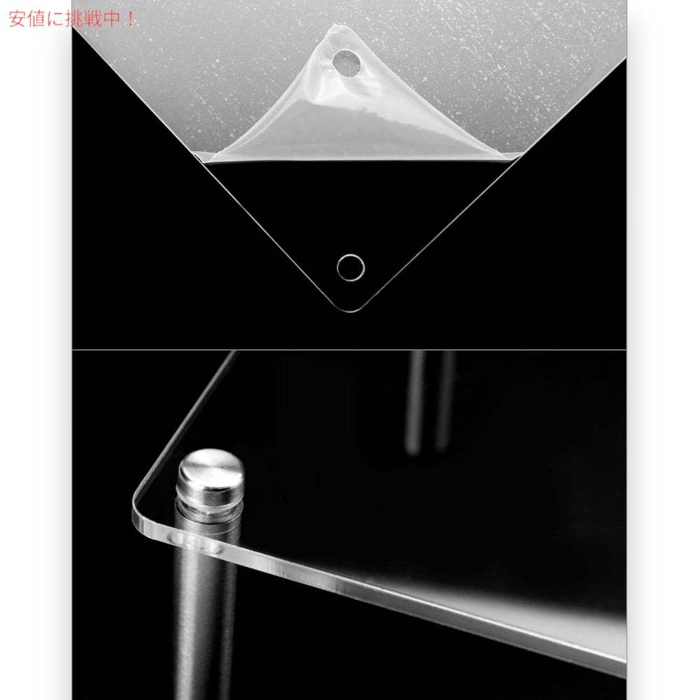 ディスプレイスタンド 3段 長方形 2セット  QWORK 3 Tier Rectangle Tempered Glass Retail Display Stand, 2 Sets 7