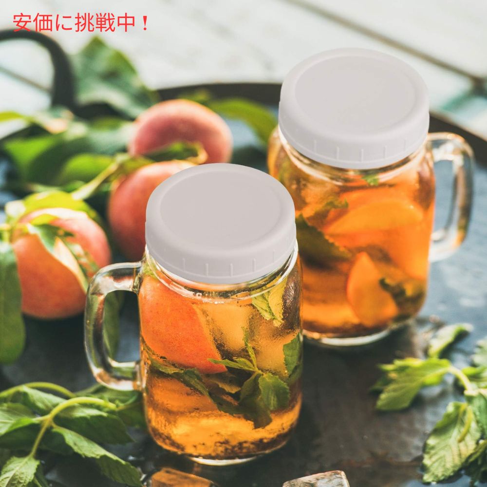 Aozita アオジタ レギュラーマウス用白色プラスチック製メイソンジャー蓋 18個入り White Plastic Regular Mouth Mason Jar Lids 18 Pack 6