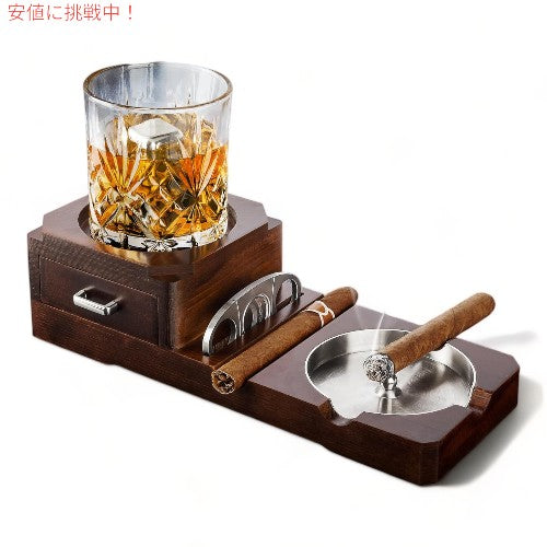 グロヴィン Grovind ウイスキー Whiskey グラス Glass トレイ＆木製灰皿  Tray and Wooden Ash Tray 2