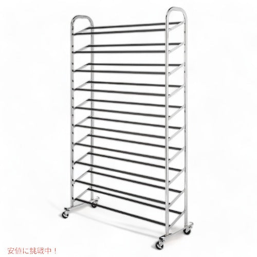 Whitmor 6060-3510 Chrome Supreme 50 Pair Shoe Rack キャスター付き 靴 ラック アメリカーナがお届け! 1