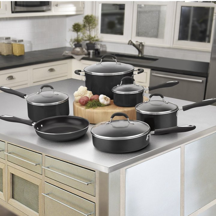 Cuisinart クイジナート 55-11BK こびりつかない テフロン加工 調理器具 フライパン 鍋 11点 セット 品 アメリカーナがお届け! 2