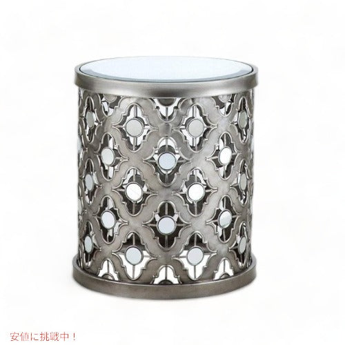 Madison Park Arian Quatrefoil Mirror Accent Table Silver See bel アメリカーナがお届け! 2