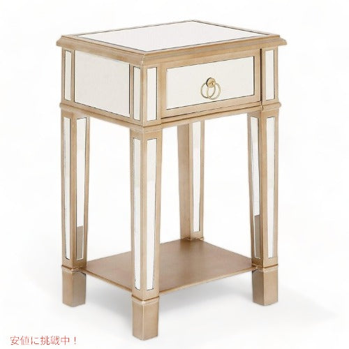 Urban Designs ミラー ゴールドサイド テーブル 引き出しアメリカ輸入家具　アメリカ輸入雑貨 アメリカーナがお届け! 1