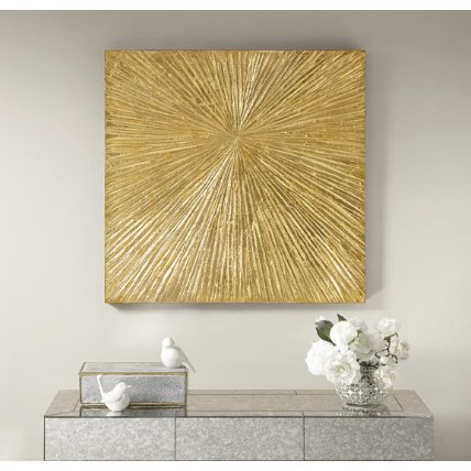 Madison Park Signature アブストラクト メタリック レジンアート ゴールド 壁掛けアート Signature Sunburst Wall Art Gold 1