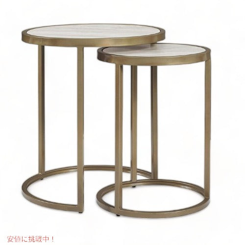 サイドテーブル Dorel Living アクセント サイドテーブル 大小 2点セット マーブル アメリカ輸入家具　アメリカ輸入 アメリカーナがお届け! 1