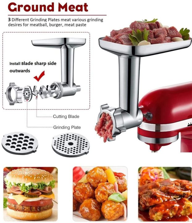 フードミートグラインダーアタッチメント Gvode スタンドミキサー用 KitchenAid キッチンエイド対応 アメリカーナがお届け! 3