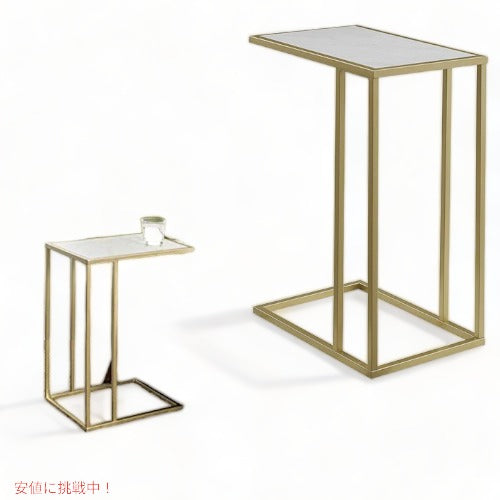 お部屋を華やかに サイドテーブル 大理石風 白/ゴールドアメリカ輸入家具　アメリカ輸入雑貨 アメリカーナがお届け! 1