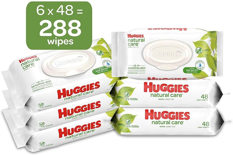 HUGGIESおしりふき　ハギーズ ベビーワイプ HUGGIES ナチュラルケア 敏感肌 低刺激性 無香料 コットン 6パック 1