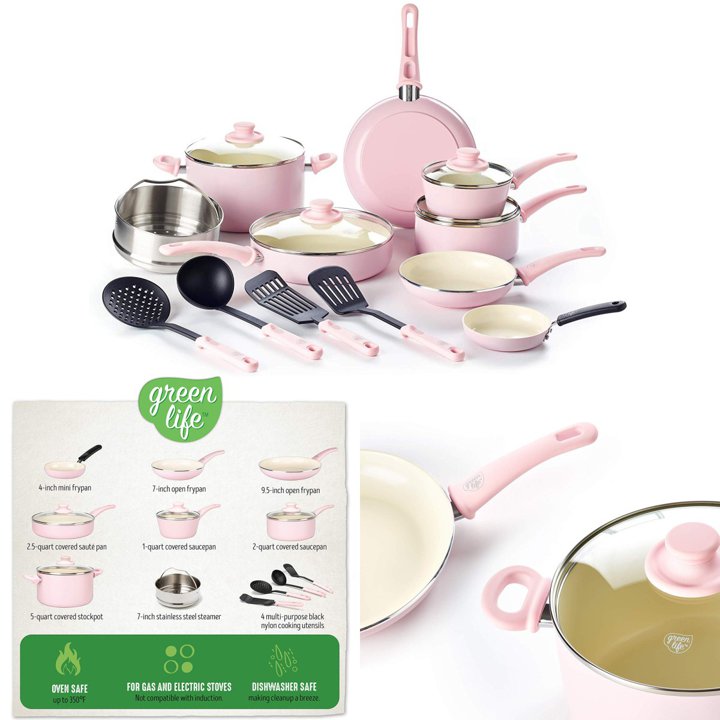 16点set調理器具セット ソフトグリップ セラミック Pink アメリカーナがお届け! 1