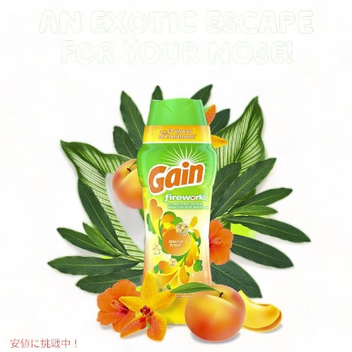 ゲイン 洗濯芳香剤 Gain 55PA1US ビーズ 20.1オンス 洗浄 アイランドフレッシュ香り 3