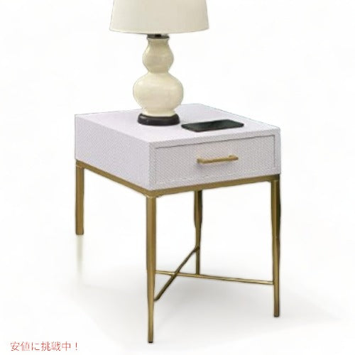 エンドテーブル サイドテーブル 引き出し付 White Scallop/Gold アメリカーナがお届け! 1