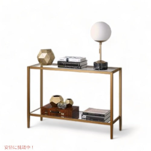 コンソールテーブル ガラストップ 2段 GOLD　ゴールド　海外家具　アメリカ家具　テーブル寝室　インテリア　サイドテーブル アメリカーナがお届け! 2