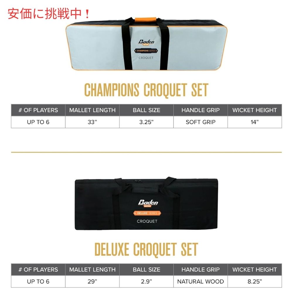 Baden バーデン 6人用クロケットセット ソフトグリップハンドル付き ミディアム 6 Player Croquet Set with Soft Grip Handles Medium 3