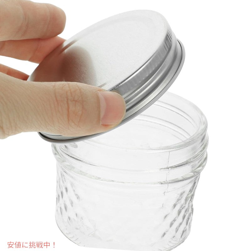 Ball ボール 118ml キルト クリスタル ゼリー ジャー 蓋・バンド付き 12個パック レギュラーマウス 4oz Quilted Crystal Jelly Jar with Regular Mouth 12ct 6