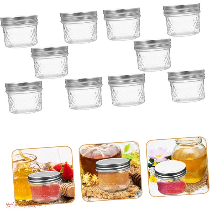 Ball ボール 118ml キルト クリスタル ゼリー ジャー 蓋・バンド付き 12個パック レギュラーマウス 4oz Quilted Crystal Jelly Jar with Regular Mouth 12ct 7