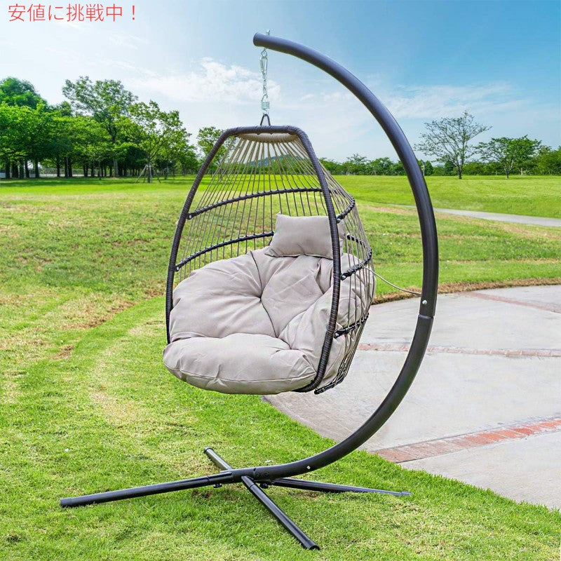 Barton プレミアムエッグチェア ハンギングチェア ベージュ/ディープクッション ソフトPremium Egg Chair Egg Style Hanging Chair Beige 2