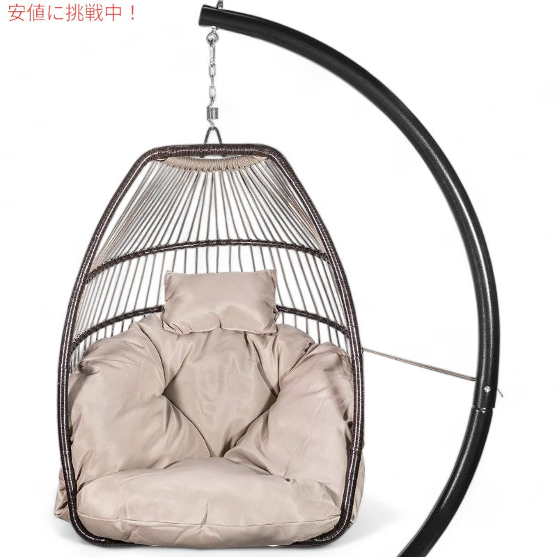 Barton プレミアムエッグチェア ハンギングチェア ベージュ/ディープクッション ソフトPremium Egg Chair Egg Style Hanging Chair Beige 3