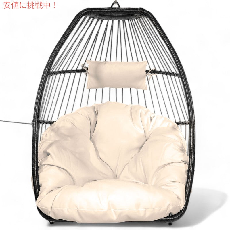 Barton プレミアムエッグチェア ハンギングチェア ベージュ/ディープクッション ソフトPremium Egg Chair Egg Style Hanging Chair Beige 6