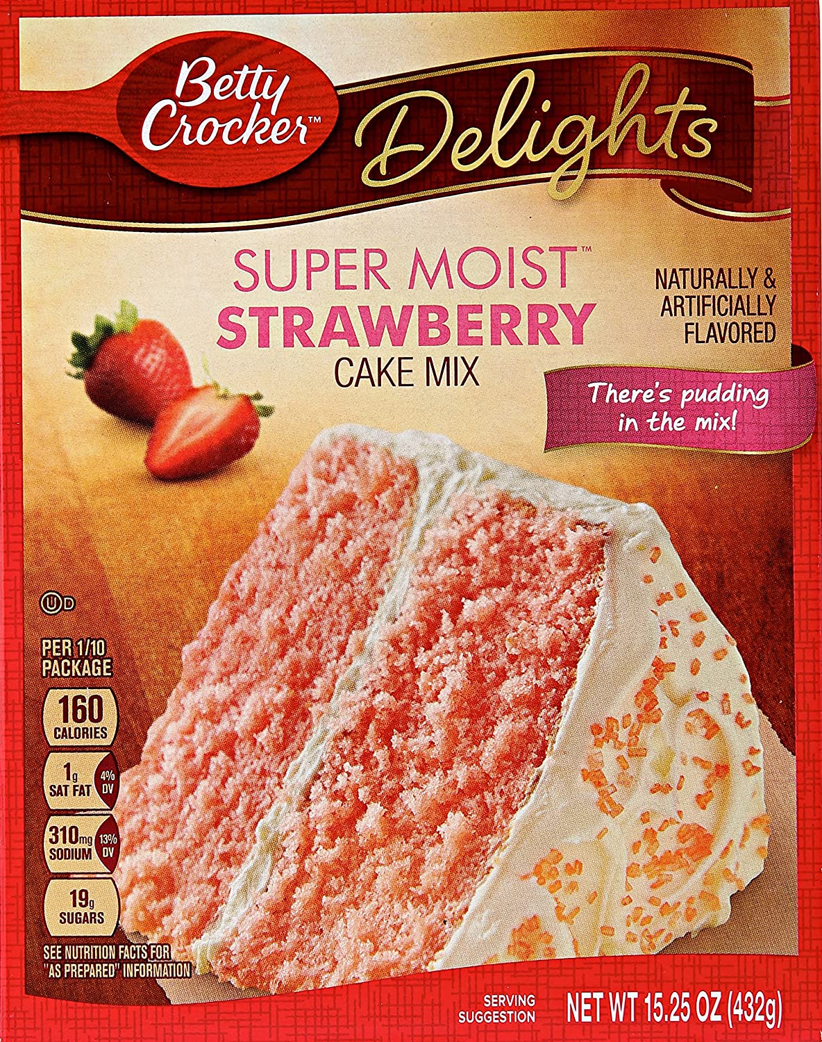 Betty Crocker スーパーモイスト ストロベリー ケーキミックス 432g 1