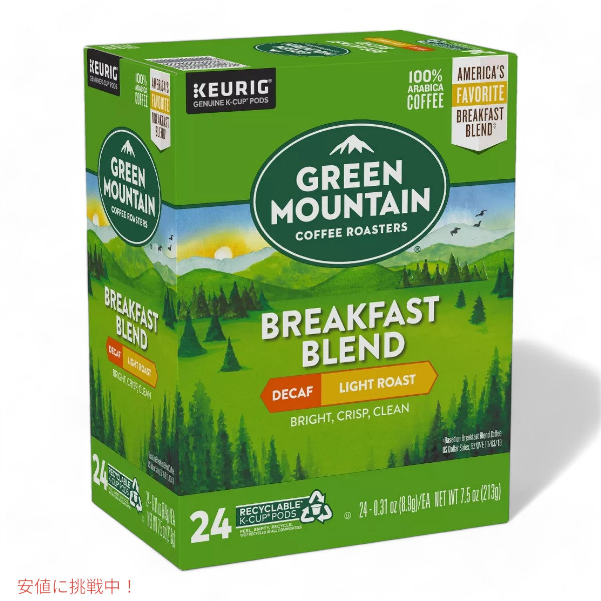 キューリグ Kカップ グリーンマウンテン ブレックファーストブレンド カフェインフリー  24個 KEURIG Green Mountain K-cup Breakfast Blend Decaf 24ct 6