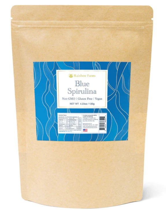ブルースピルリナ Blue Spirulina 120g　無香料　無着色 遺伝子組み換え不使用 NON-GMO, Gluten Free, Vegan レインボーファームズ 1