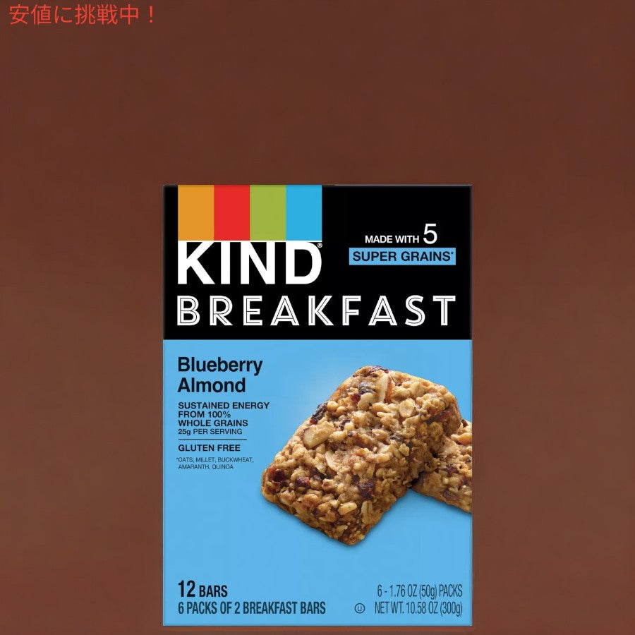 カインド Kind ブレックファスト ブルーベリー アーモンド バー 6袋入 Breakfast Bars - Blueberry Almond 2