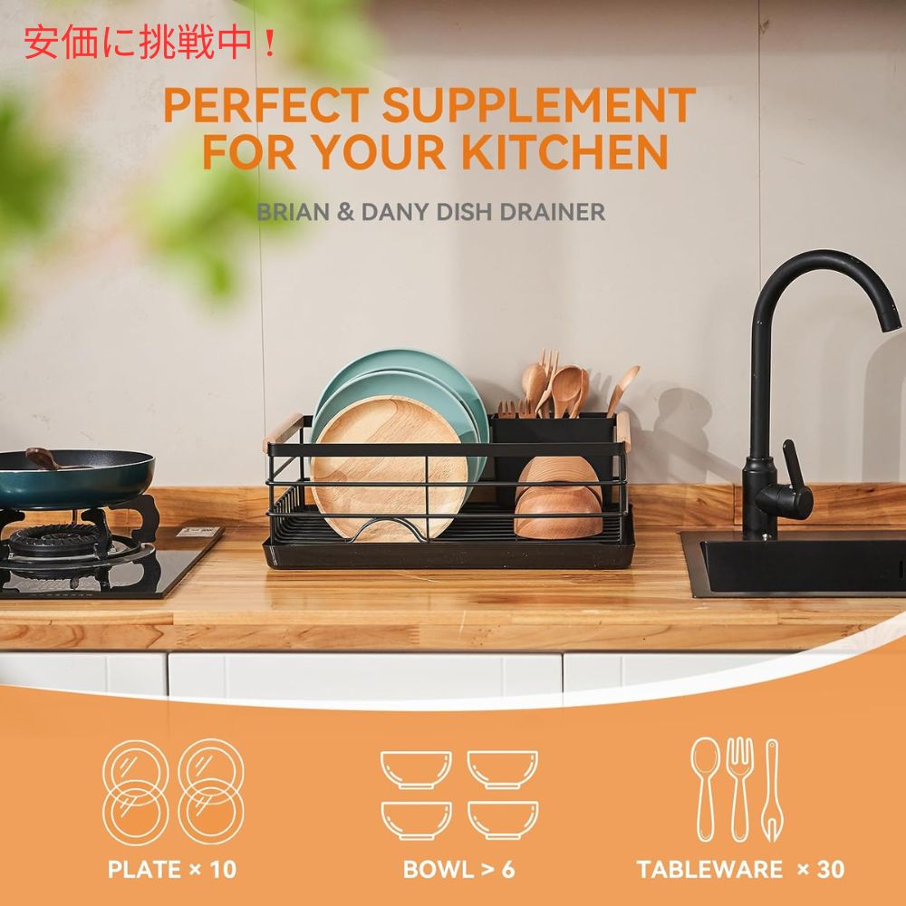 BRIAN & DANY ブライアン＆ダニー 食器乾燥ラック ブラック 水切りラック 水切りカゴ Dish Drying Rack Black 4