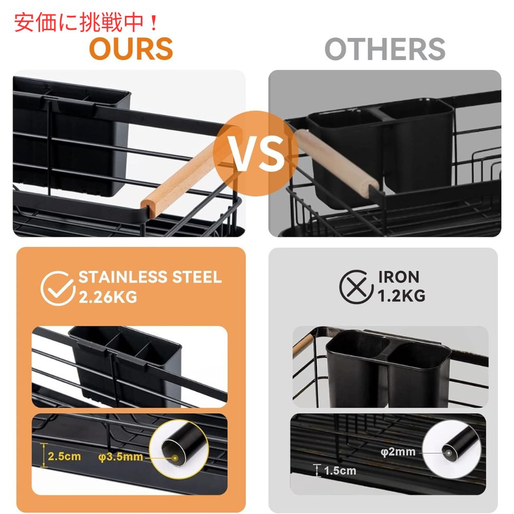 BRIAN & DANY ブライアン＆ダニー 食器乾燥ラック ブラック 水切りラック 水切りカゴ Dish Drying Rack Black 5