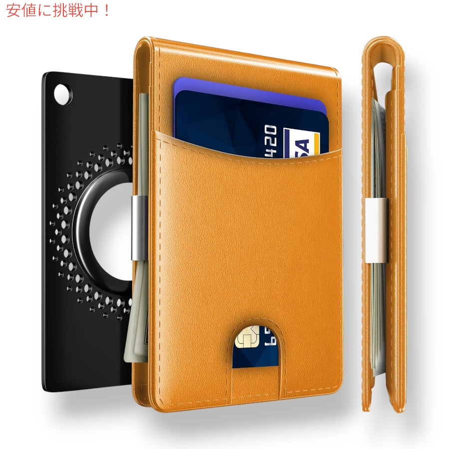 ボッサーノ Bossano 男性用 スリムウォレット フロントポケット付き エコレザー ウォレット 6カードスロット Slim Wallet for Men [コニャック] 2