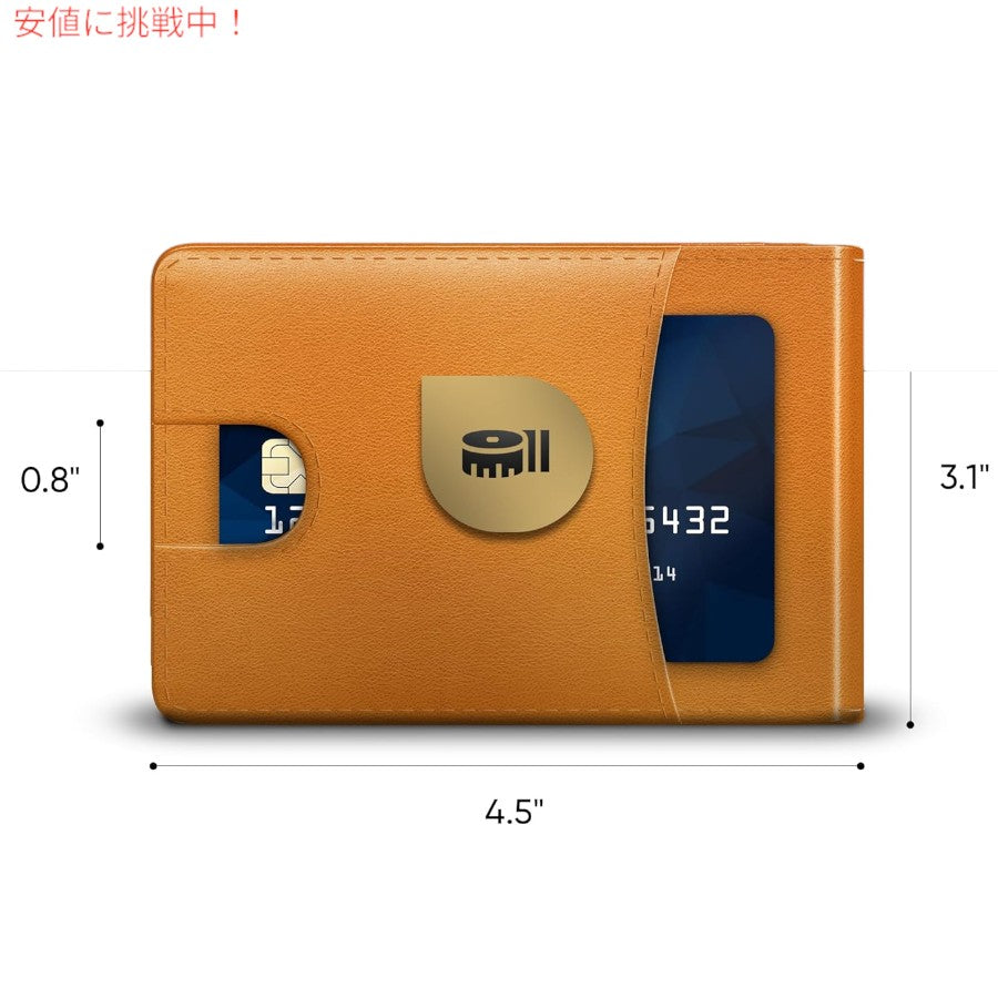 ボッサーノ Bossano 男性用 スリムウォレット フロントポケット付き エコレザー ウォレット 6カードスロット Slim Wallet for Men [コニャック] 3