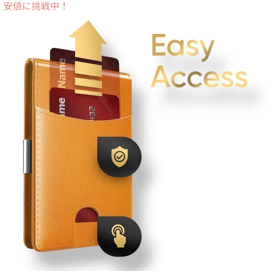 ボッサーノ Bossano 男性用 スリムウォレット フロントポケット付き エコレザー ウォレット 6カードスロット Slim Wallet for Men [コニャック] 7