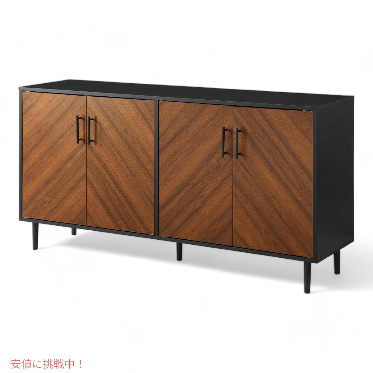 ウォーカーエディソン Walker Edison キーモダン ブックマッチ ビュッフェ 収納キャビネット 58インチ ブラック Caye Modern Bookmatch Buffet 58inch Black 5