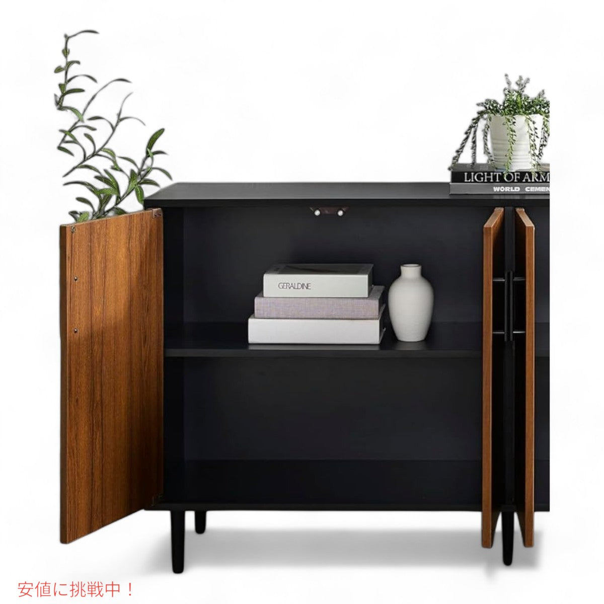 ウォーカーエディソン Walker Edison キーモダン ブックマッチ ビュッフェ 収納キャビネット 58インチ ブラック Caye Modern Bookmatch Buffet 58inch Black 7