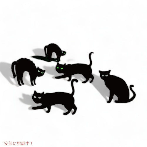 Ivenf ハロウィンデコレーション 屋外用 6ct 黒猫装飾ヤードサイン ステーク付き 暗い目に光る怖いシルエット 波形プラスチック 防水芝生デコレーション 7