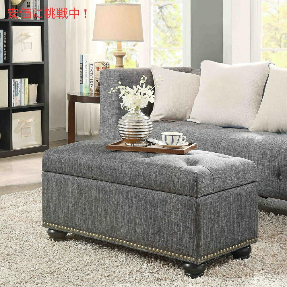 Convenience Concepts ストレージオットマン 35.5インチ ダークチャコールグレーファブリック Storage Ottoman 35.5" Dark Charcoal Gray Fabric 3