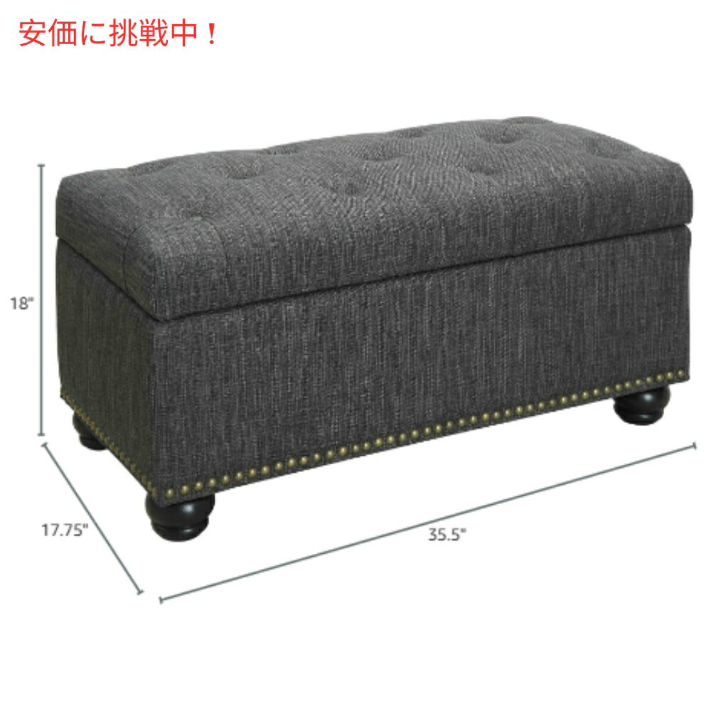 Convenience Concepts ストレージオットマン 35.5インチ ダークチャコールグレーファブリック Storage Ottoman 35.5" Dark Charcoal Gray Fabric 2