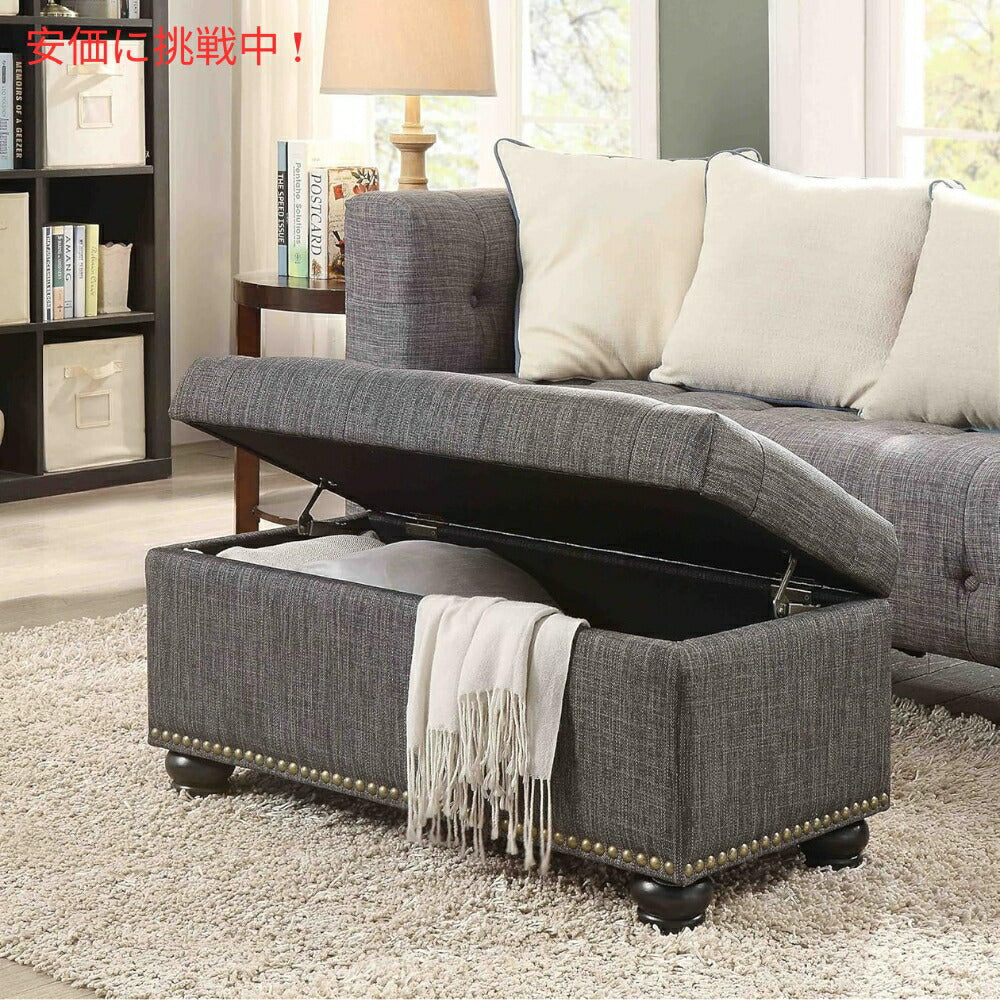 Convenience Concepts ストレージオットマン 35.5インチ ダークチャコールグレーファブリック Storage Ottoman 35.5" Dark Charcoal Gray Fabric 4