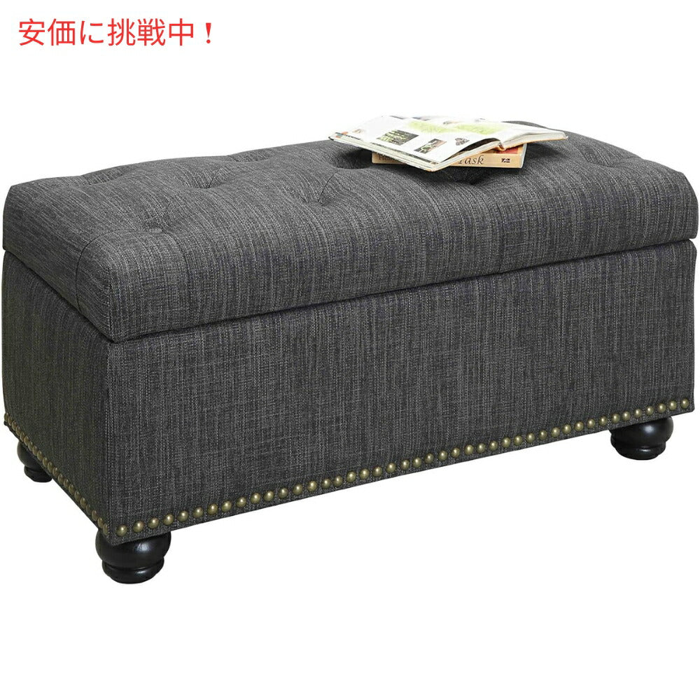 Convenience Concepts ストレージオットマン 35.5インチ ダークチャコールグレーファブリック Storage Ottoman 35.5" Dark Charcoal Gray Fabric 5