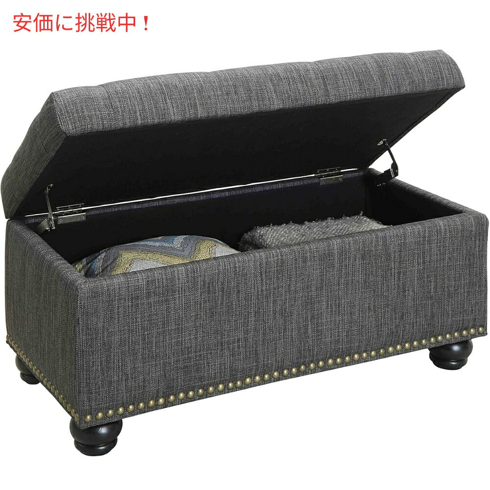 Convenience Concepts ストレージオットマン 35.5インチ ダークチャコールグレーファブリック Storage Ottoman 35.5" Dark Charcoal Gray Fabric 6