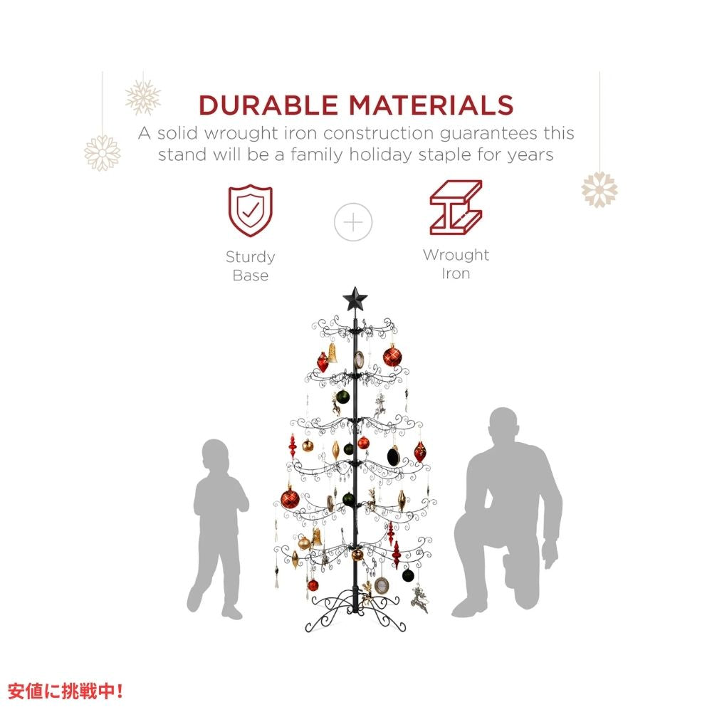 Best Choice Products 6フィート 錬鉄製 オーナメント クリスマスツリーディスプレイ  Wrought Iron Christmas Tree Ornament Display 6ft 3
