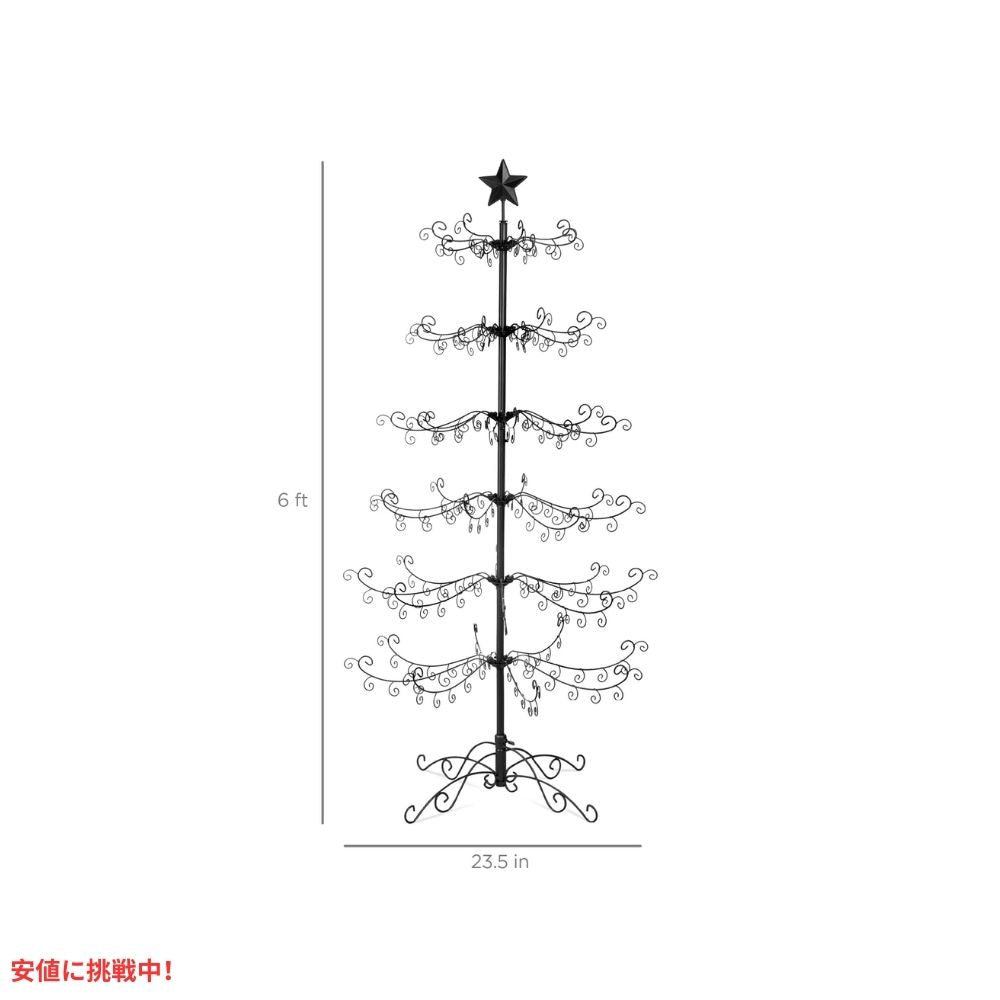 Best Choice Products 6フィート 錬鉄製 オーナメント クリスマスツリーディスプレイ  Wrought Iron Christmas Tree Ornament Display 6ft 7