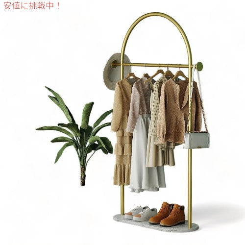 カイゾ 大理石ベース 台座付き ゴールド 洋服ラック 衣類ラック HKaikzo Gold Clothing Rack with Marble Base ?coat rack 1 2